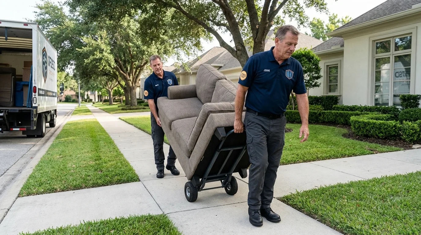 Local residential moving crew loading furniture in Andover, MA